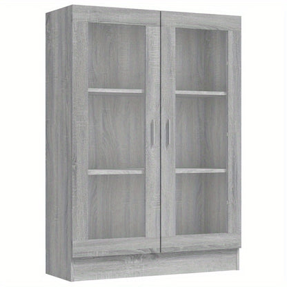 Vitrinekast – Opbergkast – Displaykast – Wandkast – Boekenkast – Grijs – Compacte Afmetingen 82,5x30,5x115cm – Stevig Materiaal