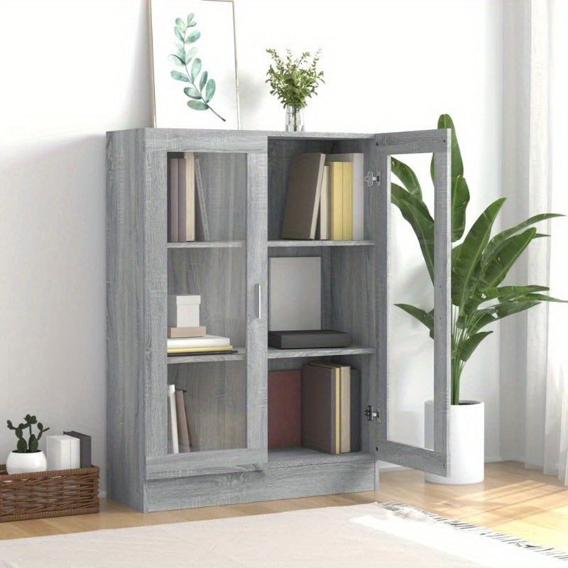 Vitrinekast – Opbergkast – Displaykast – Wandkast – Boekenkast – Grijs – Compacte Afmetingen 82,5x30,5x115cm – Stevig Materiaal