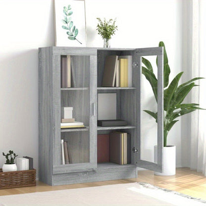 Vitrinekast – Opbergkast – Displaykast – Wandkast – Boekenkast – Grijs – Compacte Afmetingen 82,5x30,5x115cm – Stevig Materiaal