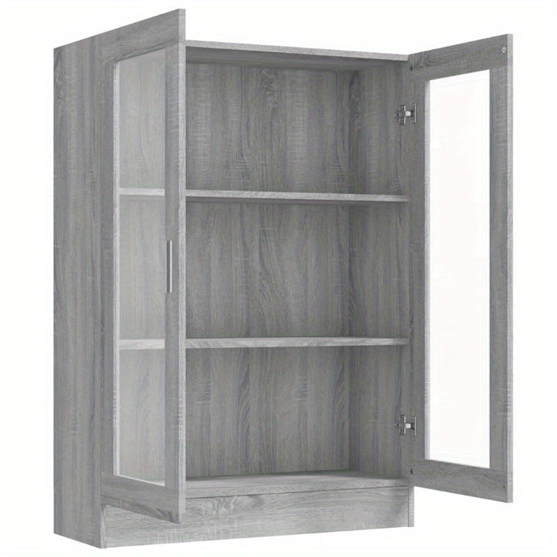 Vitrinekast – Opbergkast – Displaykast – Wandkast – Boekenkast – Grijs – Compacte Afmetingen 82,5x30,5x115cm – Stevig Materiaal