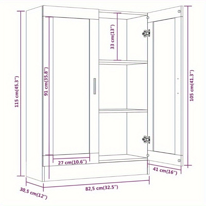 Vitrinekast – Opbergkast – Displaykast – Wandkast – Boekenkast – Grijs – Compacte Afmetingen 82,5x30,5x115cm – Stevig Materiaal