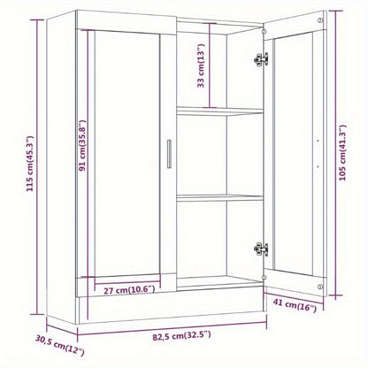 Vitrinekast – Opbergkast – Displaykast – Wandkast – Boekenkast – Grijs – Compacte Afmetingen 82,5x30,5x115cm – Stevig Materiaal