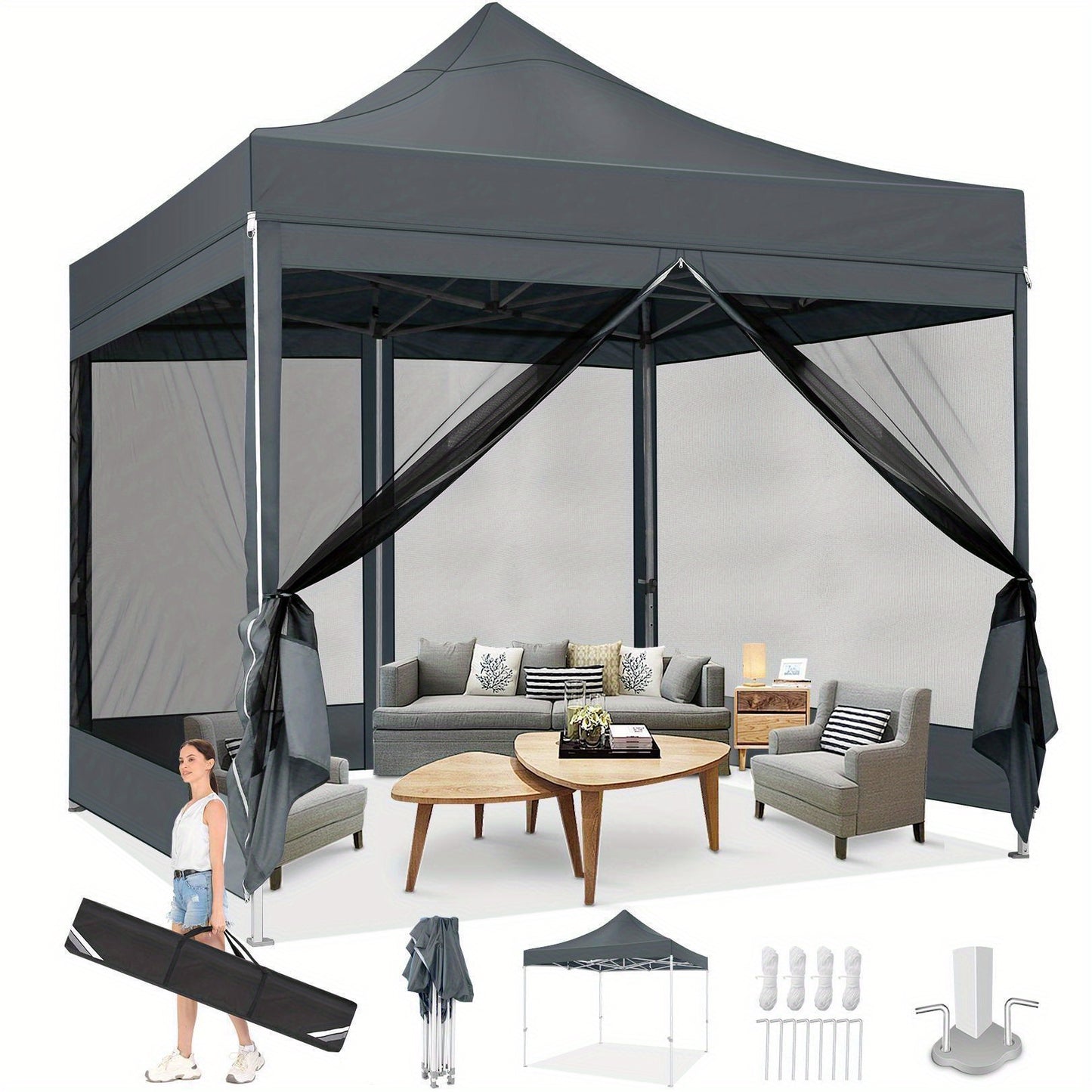 Klaptent – Inklapbare Tent – Muskietennet Tent – Camping Tent – 3x3 Meter – Lichtgewicht Aluminium – Inklapbaar Met Draagtas