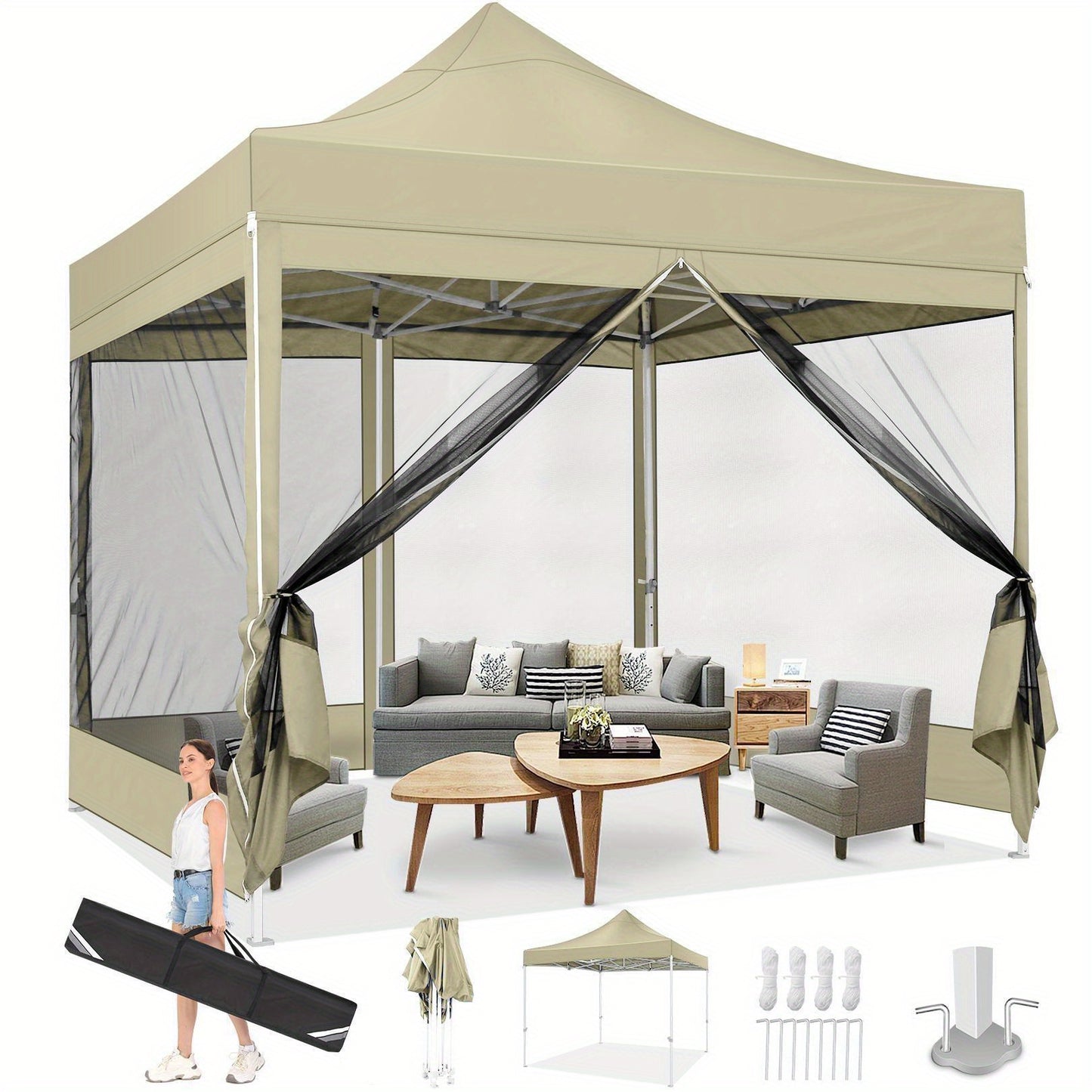 Muskietent – Klapmoskietent – Inklapbare Tent – Muggennet – Aluminium Frame – 3x3 Meter – Lichtgewicht