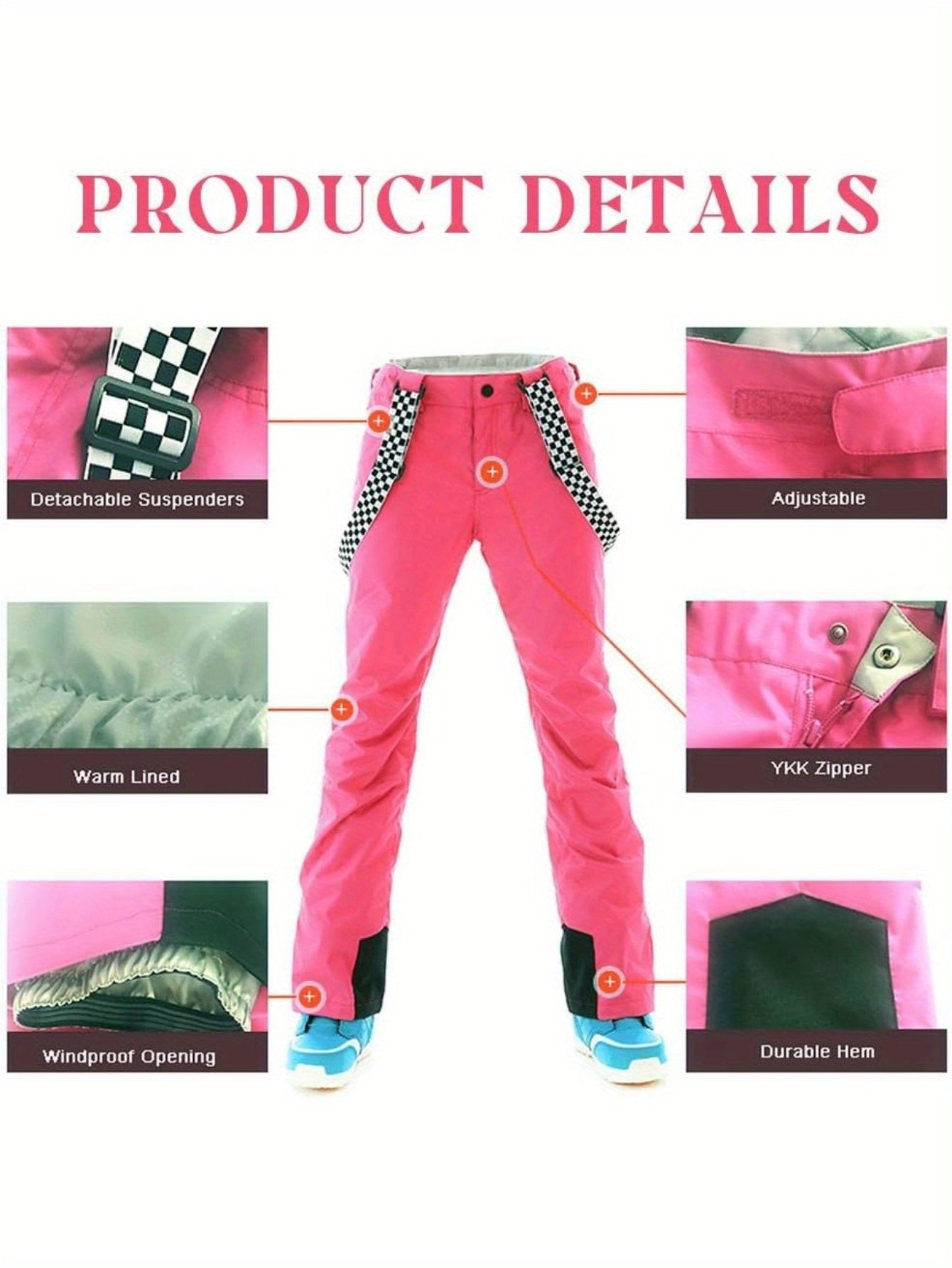 Skibroek – Wintersportbroek – Snowboardbroek – Winterbroek – Ski Salopette – Dames – Winddicht – Warm Polyester