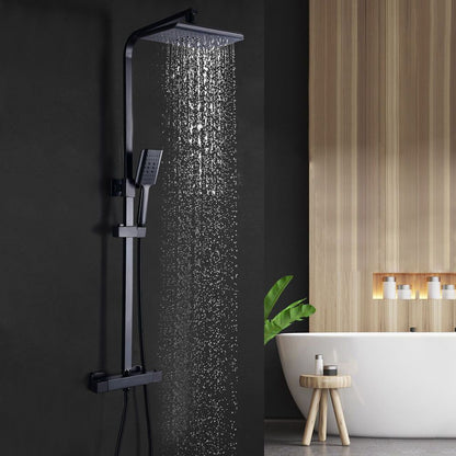 Thermostatisch Douche Systeem – Regendouche – Doucheset – Douchekraan – Handdouche – Zwart Design – Constante Watertemperatuur – Antiroest Coating