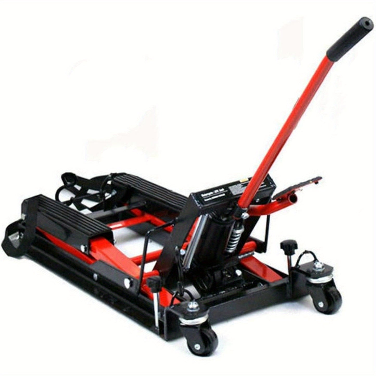 Hydraulische Motorlift – Motorfiets Lift – Motor Lift – Motor Hefbrug – Motor Tillift – Max. Draaggewicht 680 kg – Rubberen Oppervlak – Inklapbaar – Rood - QUORE