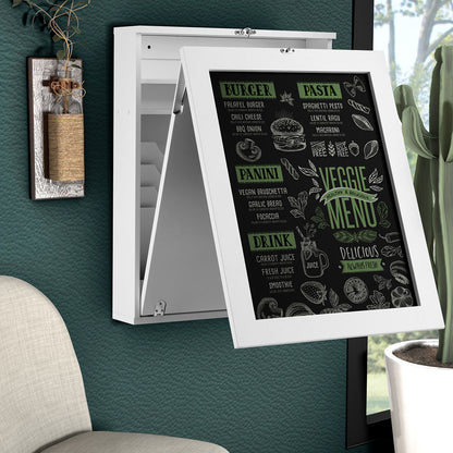 Wandtafel – Consoletafel – Haltafel – Sidetable – Dressoir – Inklapbaar – Met Opbergruimte en Krijtbord – MDF Wit – Ruimtebesparend Design