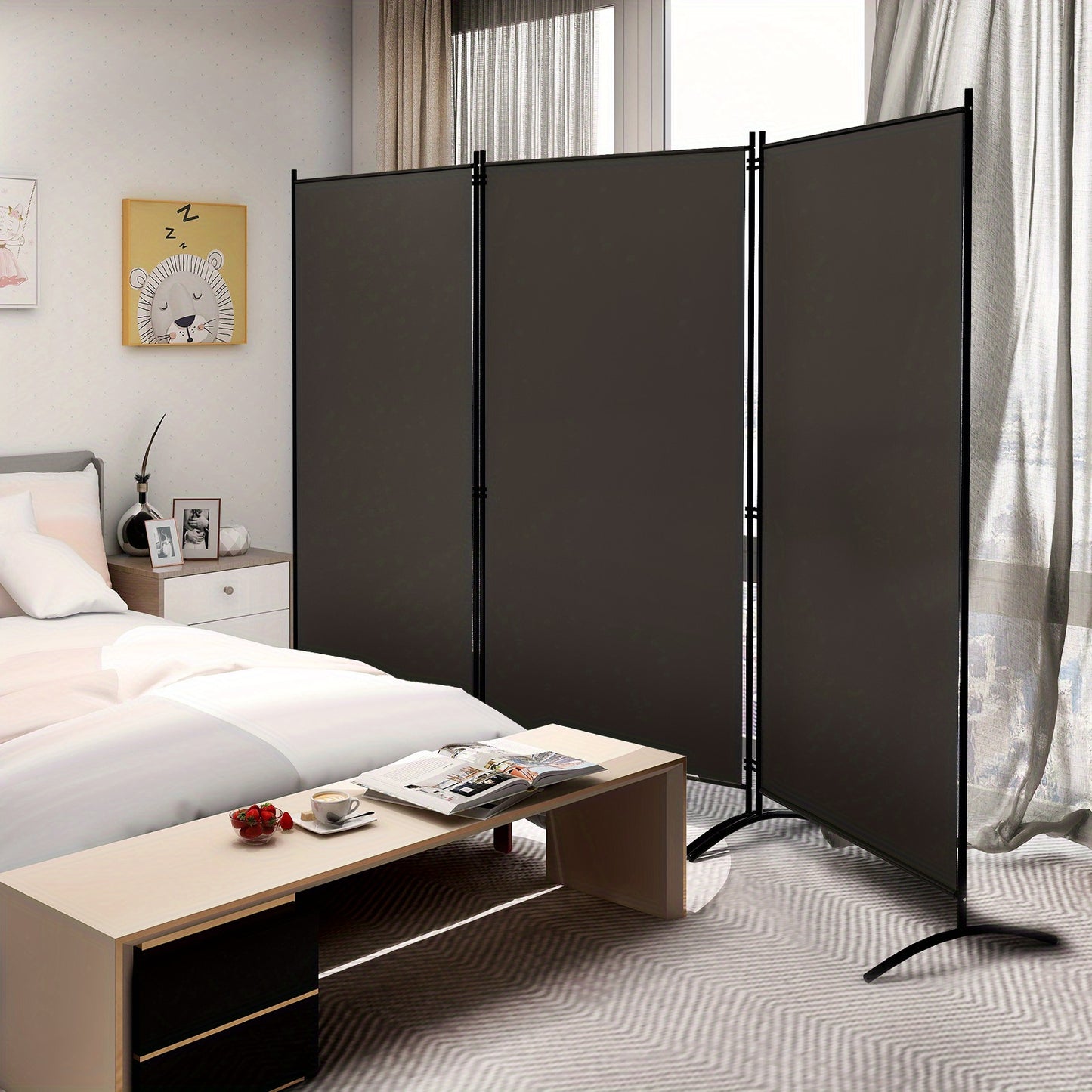 Paravent – Kamerscherm – Scheidingswand – Roomdivider – Privacy Scherm – 3-Delig – Polyester Met Stalen Poten – Inklapbaar En Verstelbaar
