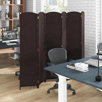 Kamerscheiding – Room Divider – Scheidingswand – Ruimteverdeler – 6-delig – Handgeweven Textuur – Massief Houten Frame – 170 cm Breed – Flexibel & Duurzaam