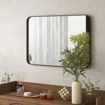 Badkamerspiegel – Wandspiegel – Kosmetikspiegel – Anti-condens Spiegel – Make-up Spiegel – Zwart – 81x51 cm – Anti-fog functie