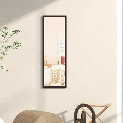 Wandspiegel – Deurspiegel – Hangende Spiegel – Volledige Lengte Spiegel – Spiegel Voor Slaapkamer En Hal – Hoogte Verstelbare Ophanghaken – 107 x 36,5 cm – Bruin