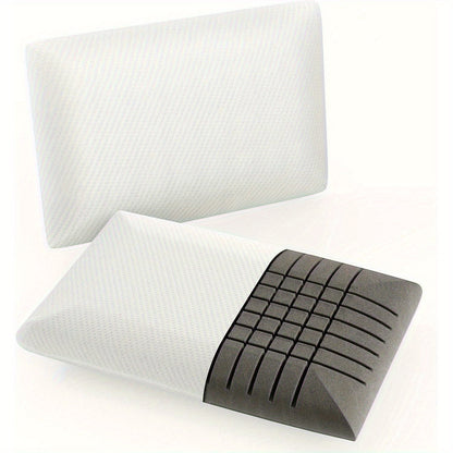 Kussen – Hoofdkussen – Neksteunkussen – Orthopedisch Kussen – Ergonomisch Kussen – Set van 2 – Memory Foam met Houtskoolinfusie – Afneembare Wasbare Hoes – 60x40x13 cm – Wit