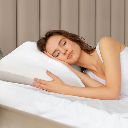 Kussen – Hoofdkussen – Neksteunkussen – Orthopedisch Kussen – Ergonomisch Kussen – Set van 2 – Memory Foam met Houtskoolinfusie – Afneembare Wasbare Hoes – 60x40x13 cm – Wit