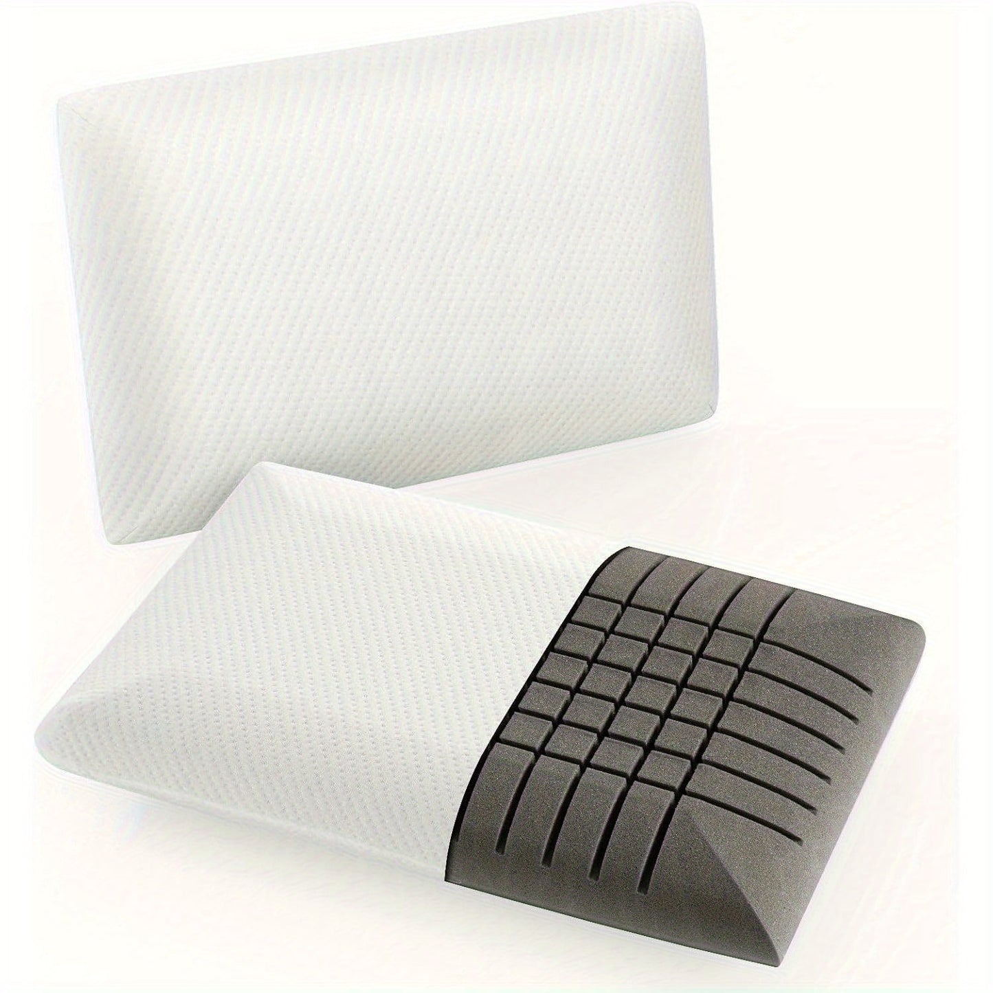 Kussen – Hoofdkussen – Neksteunkussen – Orthopedisch Kussen – Ergonomisch Kussen – Set van 2 – Memory Foam met Houtskoolinfusie – Afneembare Wasbare Hoes – 60x40x13 cm – Wit