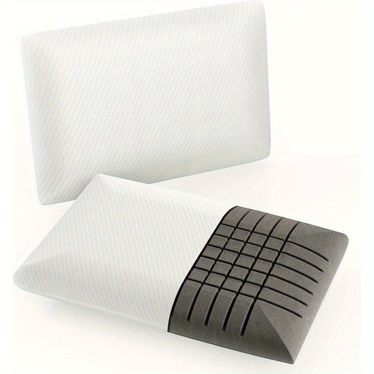 Kussen – Hoofdkussen – Neksteunkussen – Orthopedisch Kussen – Ergonomisch Kussen – Set van 2 – Memory Foam met Houtskoolinfusie – Afneembare Wasbare Hoes – 60x40x13 cm – Wit