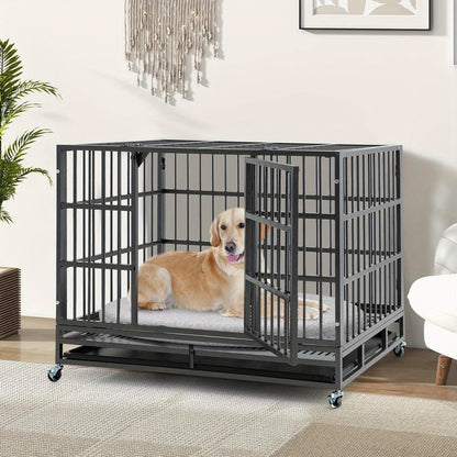 Hondenbench – Hondenkooi – Transportbox – Reisbench – Hondenhok – Opvouwbaar – Twee Deuren – Robuust Metaal – Geschikt Voor Grote Honden