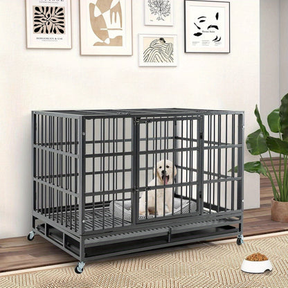 Hondenbench – Hondenkooi – Transportbox – Reisbench – Hondenhok – Opvouwbaar – Twee Deuren – Robuust Metaal – Geschikt Voor Grote Honden
