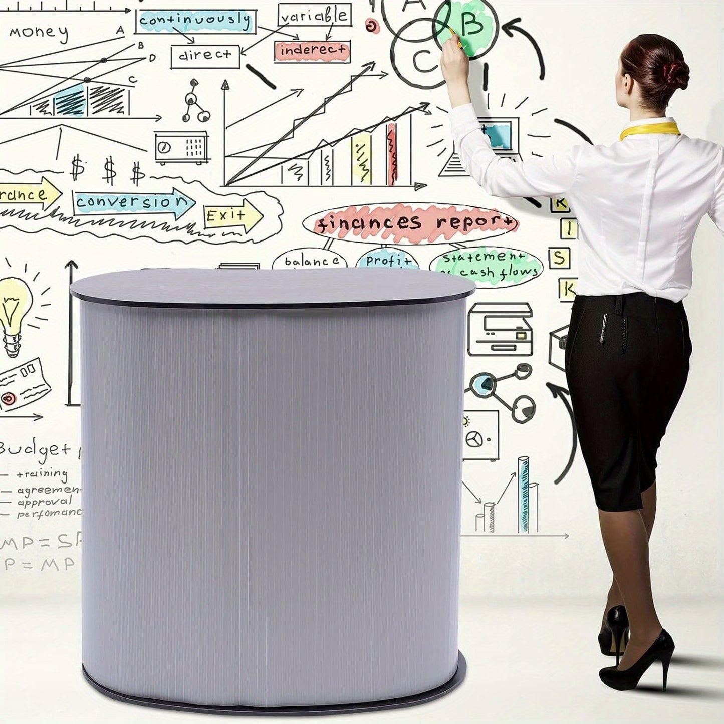 Presentatietafel – Beursstand – Podiumtafel – Balie – Inklapbare Tafel – Grijs – Compact & Draagbaar – Stevig Kunststof en Hout