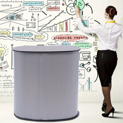 Presentatietafel – Beursstand – Podiumtafel – Balie – Inklapbare Tafel – Grijs – Compact & Draagbaar – Stevig Kunststof en Hout