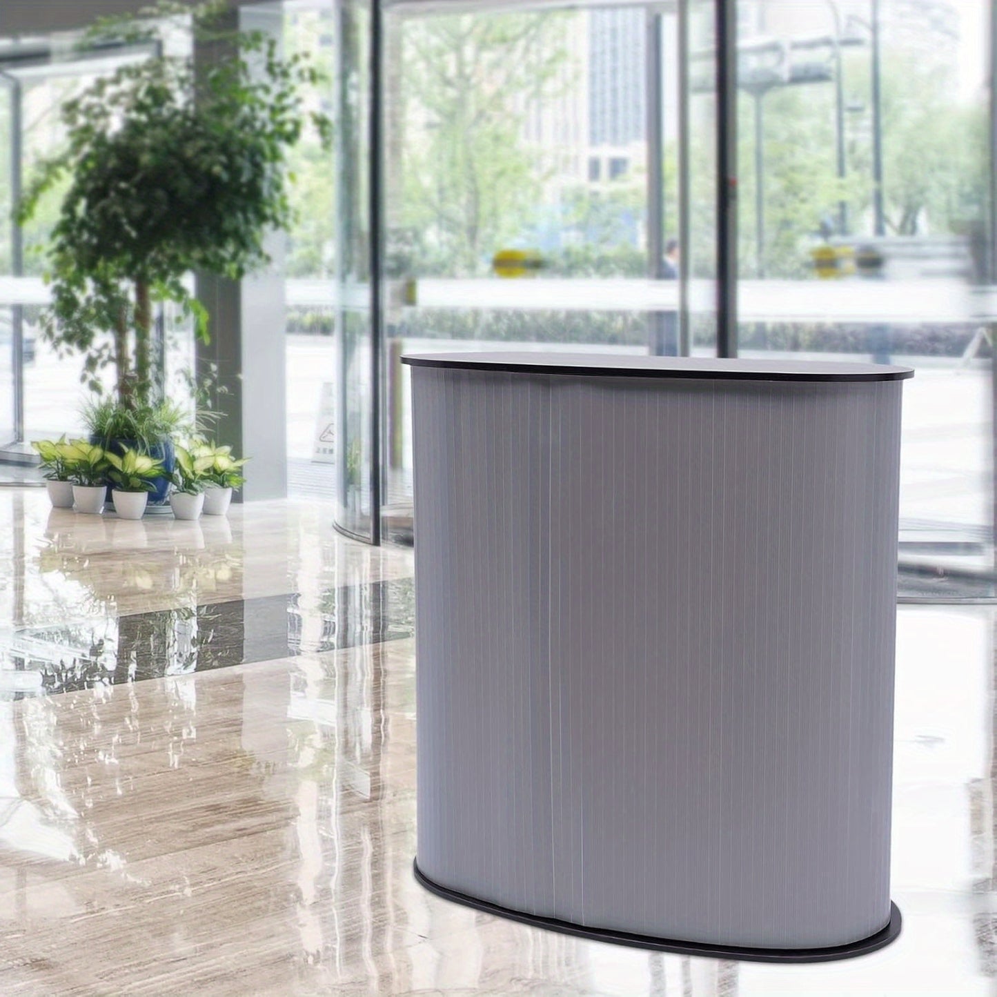 Presentatietafel – Beursstand – Podiumtafel – Balie – Inklapbare Tafel – Grijs – Compact & Draagbaar – Stevig Kunststof en Hout