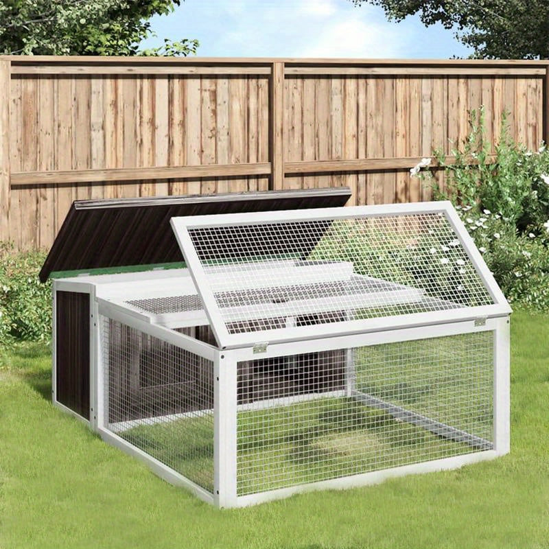 Konijnenhok – Konijnenkooi – Knaagdierverblijf – Buitenhok – Binnenhok – Grijs – Massief Grenenhout – Ruim 117,5x97x47,5 cm – Weerbestendig & Makkelijk Schoon Te Maken