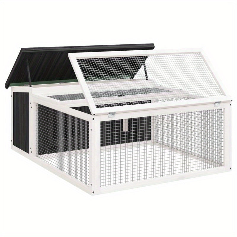 Konijnenhok – Konijnenkooi – Knaagdierverblijf – Buitenhok – Binnenhok – Grijs – Massief Grenenhout – Ruim 117,5x97x47,5 cm – Weerbestendig & Makkelijk Schoon Te Maken