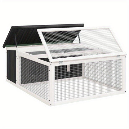 Konijnenhok – Konijnenkooi – Knaagdierverblijf – Buitenhok – Binnenhok – Grijs – Massief Grenenhout – Ruim 117,5x97x47,5 cm – Weerbestendig & Makkelijk Schoon Te Maken