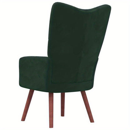 Fauteuil – Lounge Fauteuil – Relaxfauteuil – Leunstoel – Draaifauteuil – Donkergroene Fluwelen Bekleding – Plush Zitting Met Massief Houten & Metalen Frame