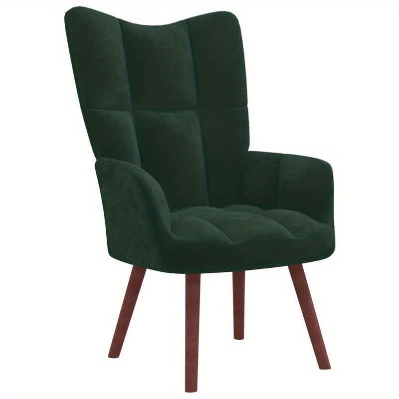 Fauteuil – Lounge Fauteuil – Relaxfauteuil – Leunstoel – Draaifauteuil – Donkergroene Fluwelen Bekleding – Plush Zitting Met Massief Houten & Metalen Frame