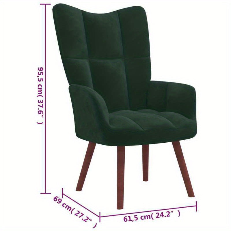 Fauteuil – Lounge Fauteuil – Relaxfauteuil – Leunstoel – Draaifauteuil – Donkergroene Fluwelen Bekleding – Plush Zitting Met Massief Houten & Metalen Frame