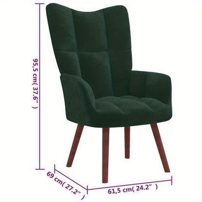 Fauteuil – Lounge Fauteuil – Relaxfauteuil – Leunstoel – Draaifauteuil – Donkergroene Fluwelen Bekleding – Plush Zitting Met Massief Houten & Metalen Frame
