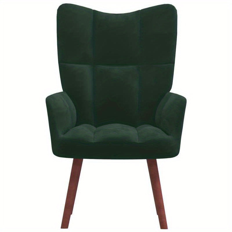 Fauteuil – Lounge Fauteuil – Relaxfauteuil – Leunstoel – Draaifauteuil – Donkergroene Fluwelen Bekleding – Plush Zitting Met Massief Houten & Metalen Frame