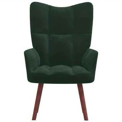 Fauteuil – Lounge Fauteuil – Relaxfauteuil – Leunstoel – Draaifauteuil – Donkergroene Fluwelen Bekleding – Plush Zitting Met Massief Houten & Metalen Frame