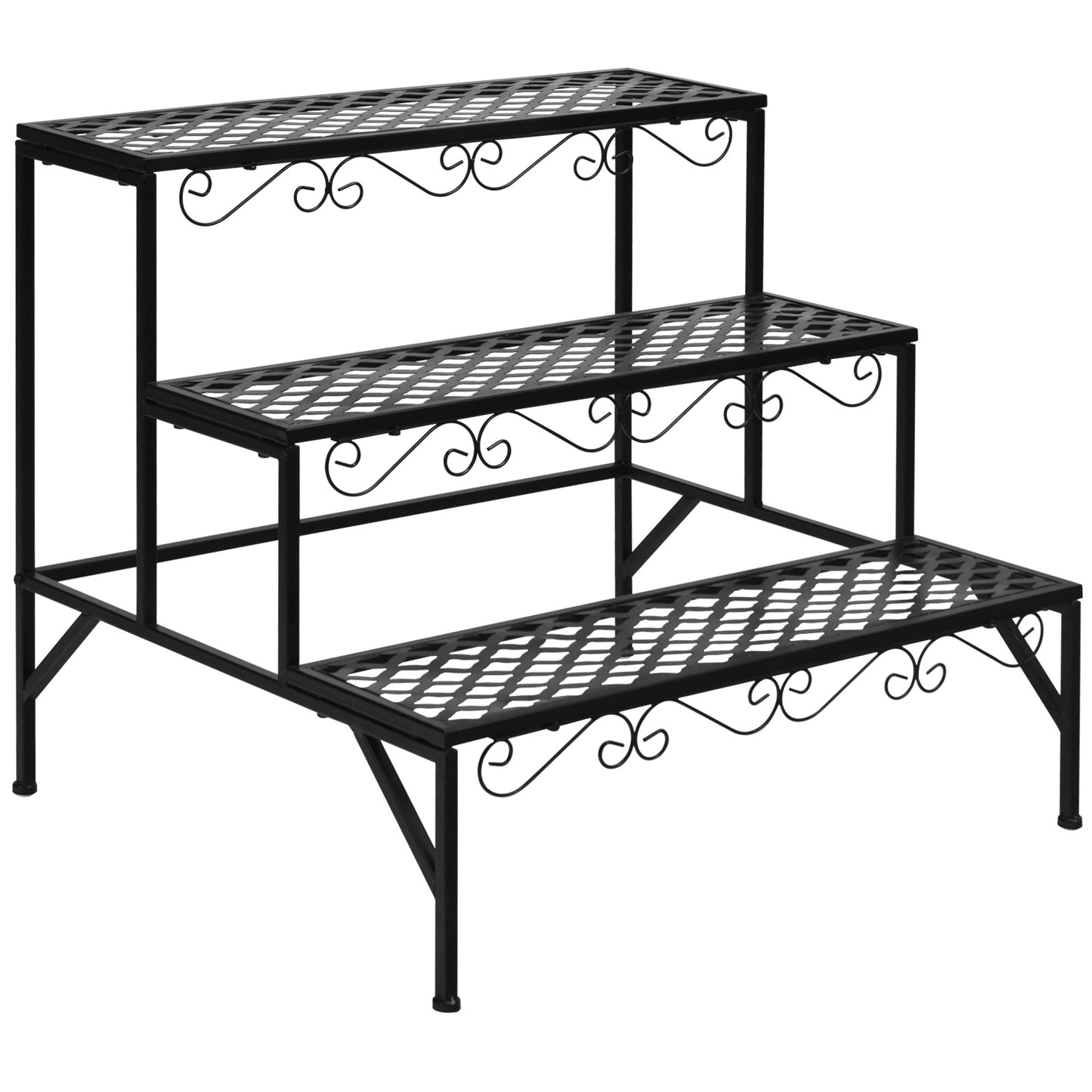 Plantenrek – Plantenstandaard – Plantentafel – Bloemenrek – Plantentrap – Metaal – 3 Niveaus – Weerbestendig & Stevig