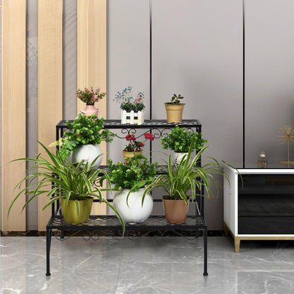 Plantenrek – Plantenstandaard – Plantentafel – Bloemenrek – Plantentrap – Metaal – 3 Niveaus – Weerbestendig & Stevig