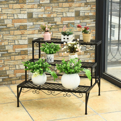 Plantenrek – Plantenstandaard – Plantentafel – Bloemenrek – Plantentrap – Metaal – 3 Niveaus – Weerbestendig & Stevig