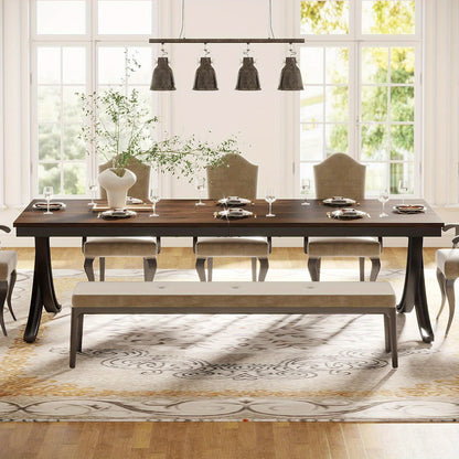 Eettafel – Tafel – Keukentafel – Dinertafel – Werktafel – 198 cm Lang – Krasbestendig Massief Houten Blad – Stevige Metalen Poten