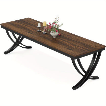 Eettafel – Tafel – Keukentafel – Dinertafel – Werktafel – 198 cm Lang – Krasbestendig Massief Houten Blad – Stevige Metalen Poten