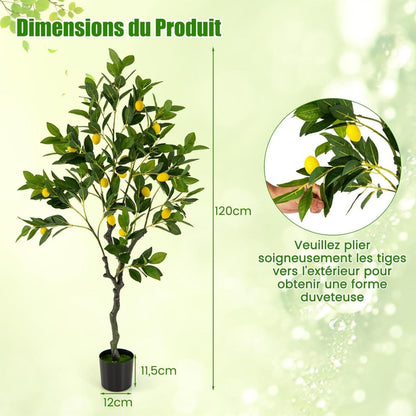 Artificial lemon tree 120cm, lime tree with pot & 18 lemons, artificial plant, citrus plant houseplant