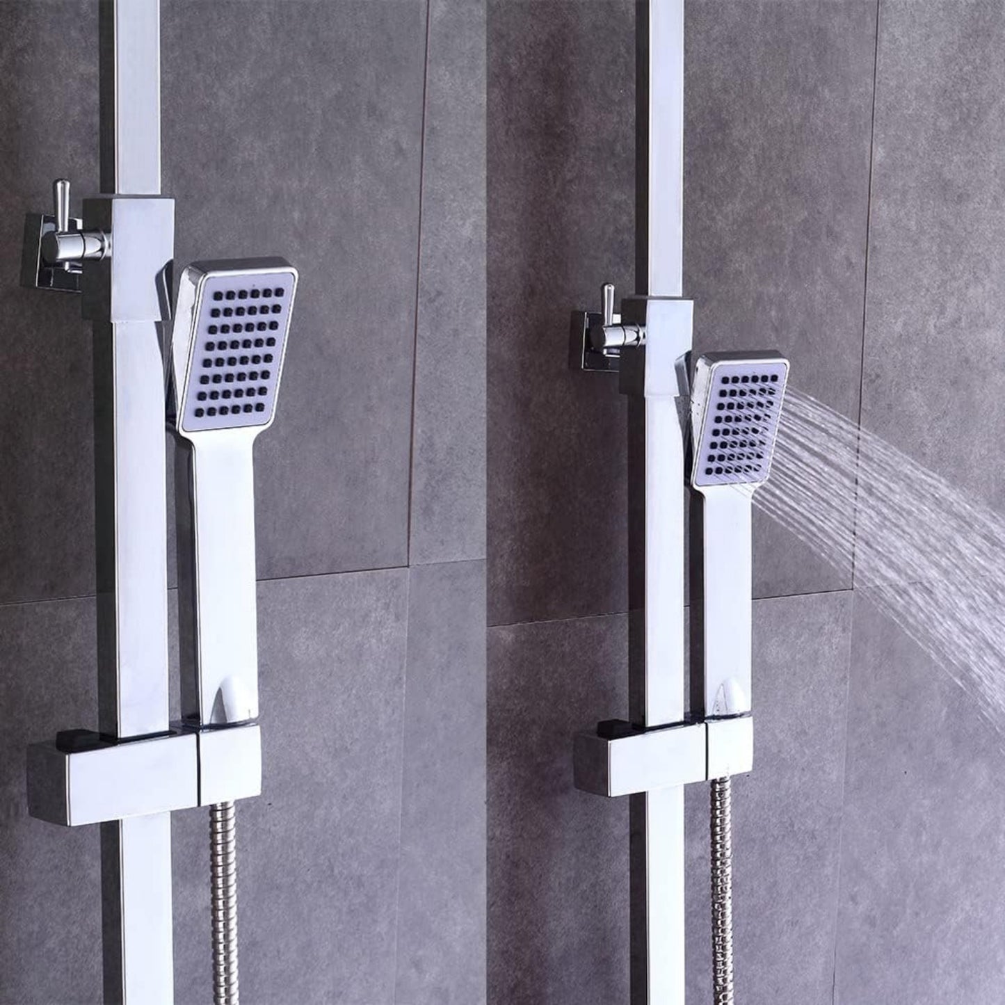 Thermostatische Douchekop – Regendouche – Doucheset – Thermostaatkraan – Handdouche – Vierkant 40x40 cm – Roestvrij Staal – Veiligheidsknop 38°C