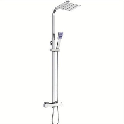 Thermostatische Douchekop – Regendouche – Doucheset – Thermostaatkraan – Handdouche – Vierkant 40x40 cm – Roestvrij Staal – Veiligheidsknop 38°C