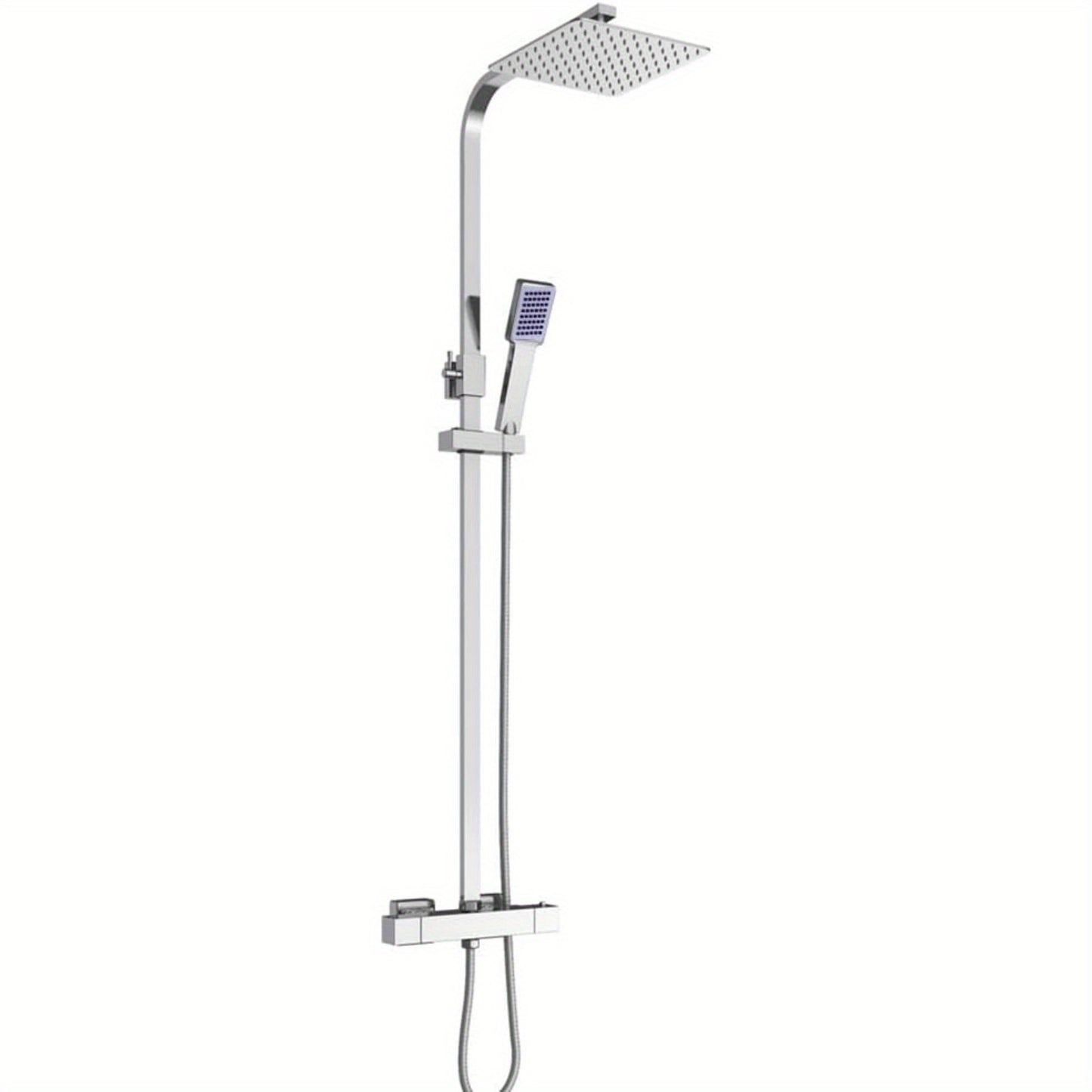 Thermostatische Douchekop – Regendouche – Doucheset – Thermostaatkraan – Handdouche – Vierkant 40x40 cm – Roestvrij Staal – Veiligheidsknop 38°C