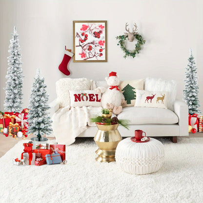 Kunstkerstbomen Set – Nepsparren – Kerstdecoratie Bomen – Winterse Kunstbomen – Sneeuwbedekte Bomen – Slim & Compact Ontwerp – 91/122/152 cm Hoog