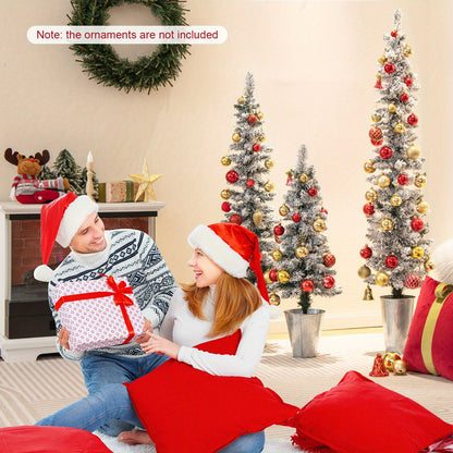 Kunstkerstbomen Set – Nepsparren – Kerstdecoratie Bomen – Winterse Kunstbomen – Sneeuwbedekte Bomen – Slim & Compact Ontwerp – 91/122/152 cm Hoog