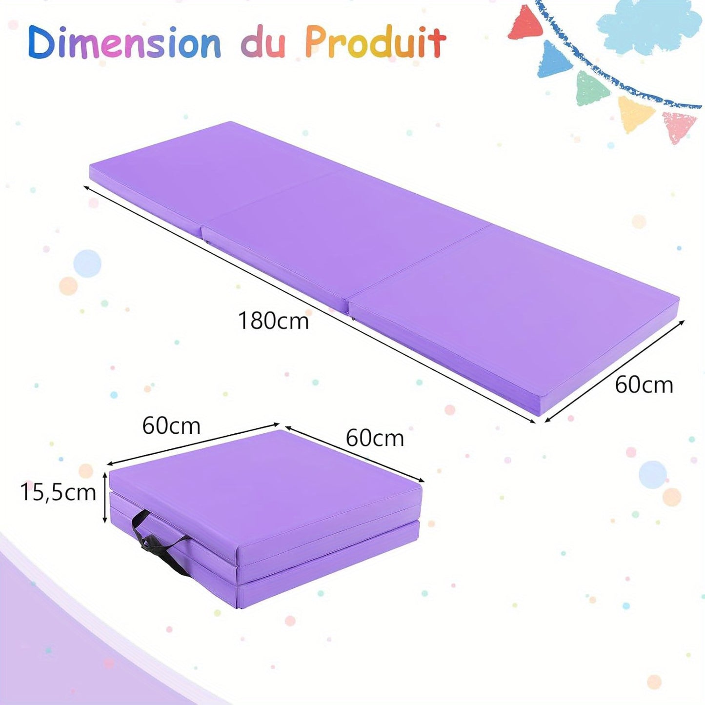 Gymnastiekmat – Trainingsmat – Yoga Mat – Fitnessmat – Pilatesmat – Opvouwbaar – Dik Schuim – Kunstleer – Handvatten – Comfortabele Demping – Duurzaam Design