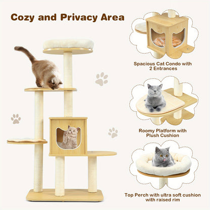 Krabpaal – Kattenboom – Kattenmeubel – Kattenhuis – Kattentoren – Modern Design – 134,6 cm Hoog – Wasbare Matjes