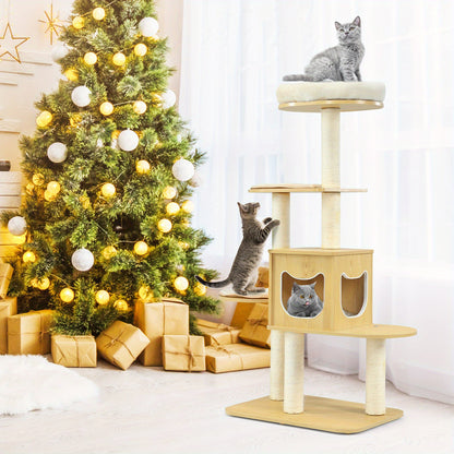 Krabpaal – Kattenboom – Kattenmeubel – Kattenhuis – Kattentoren – Modern Design – 134,6 cm Hoog – Wasbare Matjes