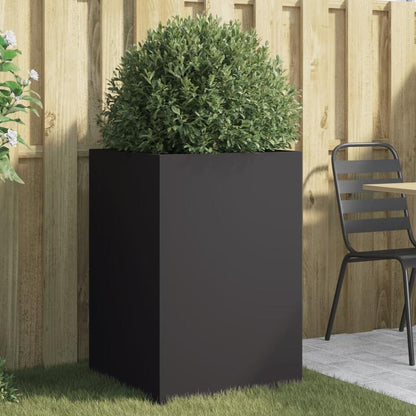 Bloempot – Plantenbak – Plantenbakken – Plantenpot – Bloemmand – Zwart – Staal – Weerbestendig – 52x48x75 cm