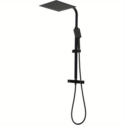 Douchecabine – Douchekop – Regendouche – Handdouche – Doucheset – Mat Zwart – Thermostaatkraan – 30x30 cm Vierkante Regendouche